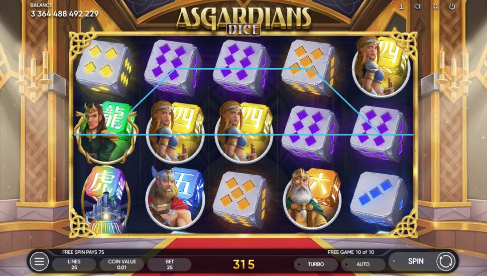 Asgardians Dice slot interface